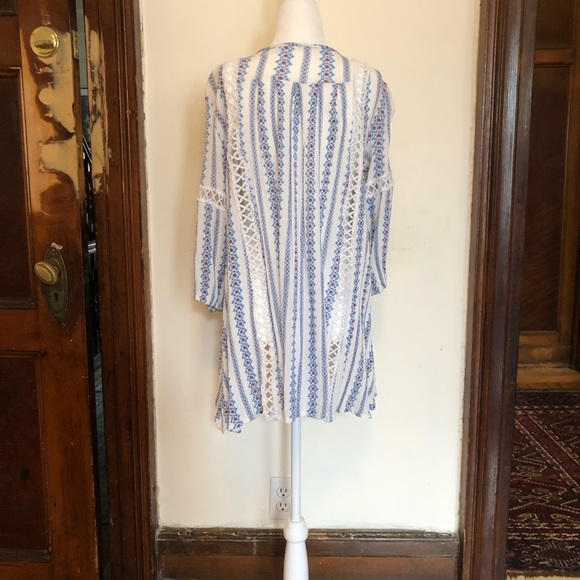 BOHO PEASANT TUNIC BLOUSE WITH EYELET DETAILS - Picture 4 of 8